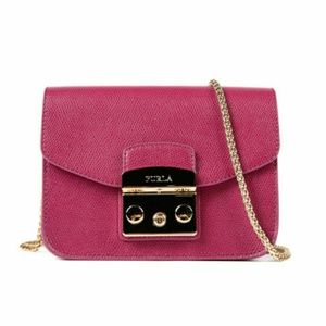 FURLA Julia mini gloss pink saffiano leather bag